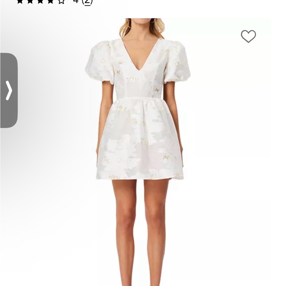 Elliatt White Puff Sleeve V-Neck Mini Dress